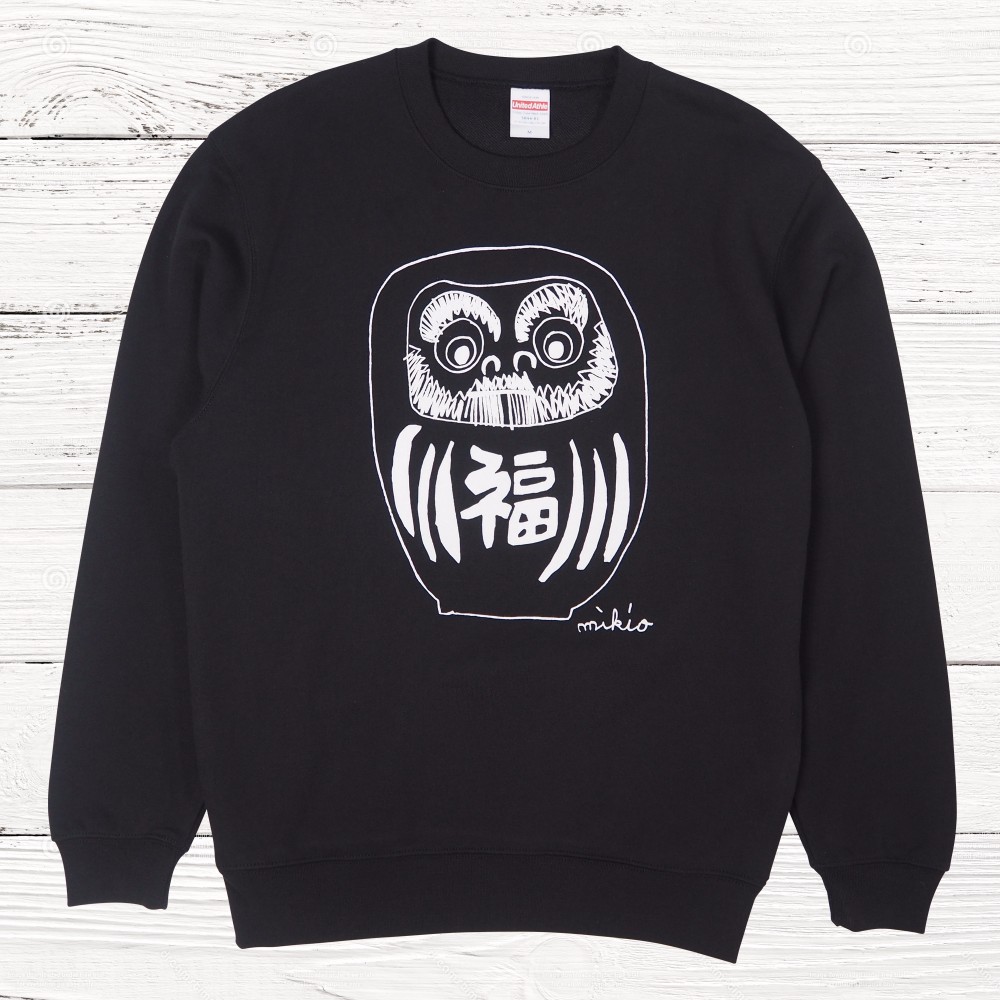 だるま 大人用トレーナー Black S M L XL 2XL ☆お正月 ☆新年 ☆年越し☆