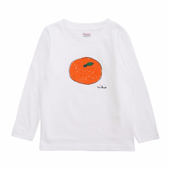 みかん キッズ長袖Ｔシャツ White 110 130 150 160 ☆お正月☆新年☆年越し☆ 5枚目の画像