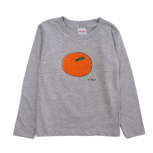 みかん キッズ長袖Tシャツ White 110 130 150 160 ☆お正月