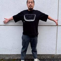 Oversized T-Shirt☆ ビックシルエット☆ モノクロすいかＴシャツ Black ☆父の日Gift☆ 3枚目の画像