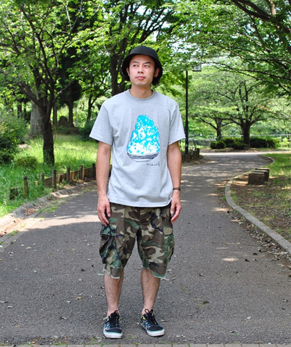 かき氷メンズＴシャツ BlueHawaii  Gray S M L XL 2XL 3XL ☆父の日Gift☆ 2枚目の画像