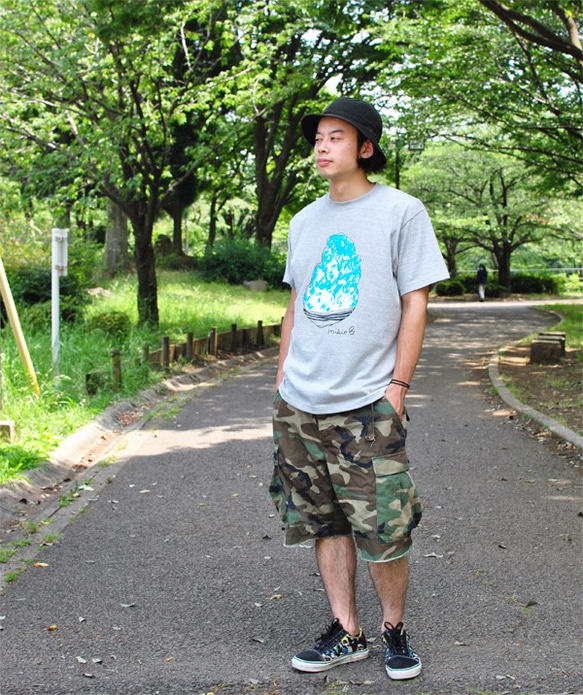 かき氷メンズＴシャツ BlueHawaii  Gray S M L XL 2XL 3XL ☆父の日Gift☆ 3枚目の画像