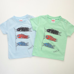 鯉魚旗寶寶80 90 T卹淺藍色☆兒童節♫慶祝第一個節日♫男孩節☆ 第3張的照片