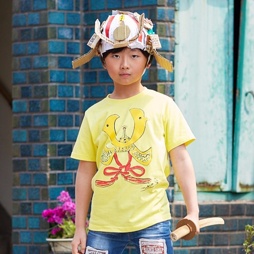かぶとキッズTシャツ 100 110 120 130 140 Yellow ☆こどもの日 