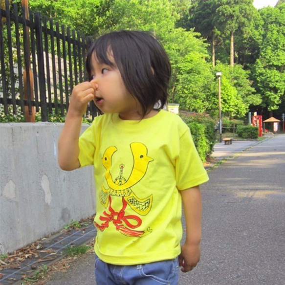 かぶとベビーＴシャツ 80 90 Yellow ☆こどもの日 ♫初節句のお祝いに♫  端午の節句☆ 2枚目の画像