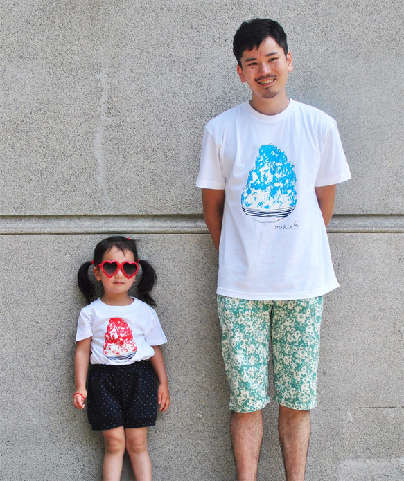 パパとお揃いコーデ2枚セット☆彡 かき氷 メンズ＆キッズベビーTシャツ ☆父の日Gift ☆お得なセット割引☆ 2枚目の画像