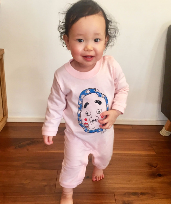 人氣商品♫ 慶祝誕生♬ Hyottoko 嬰兒長袖連身衣 70 80 第4張的照片