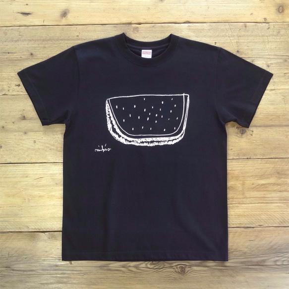 モノクロすいか メンズTシャツ S M L XL 2XL 3XL ☆父の日Gift☆ 1枚目の画像