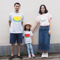 パパとお揃いコーデ2枚セット☆彡 すいか メンズ＆キッズベビーTシャツ ☆父の日Gift☆ 3枚目の画像