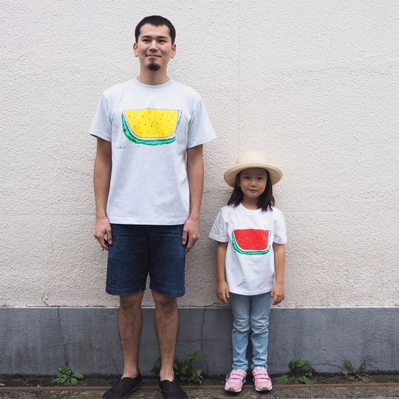 パパとお揃いコーデ2枚セット☆彡 すいか メンズ＆キッズベビーTシャツ ☆父の日Gift☆ 2枚目の画像