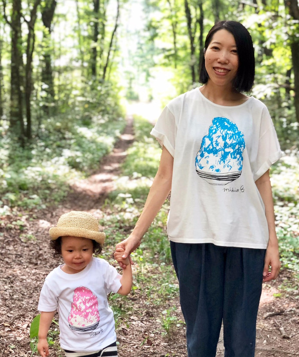 ママとお揃いコーデ2枚セット☆彡 かき氷 レディースゆるふわ＆キッズベビーTシャツ ☆お得なセット割引☆ 2枚目の画像