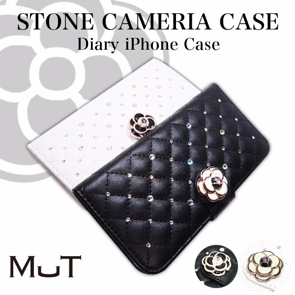 スワロフスキーストーン カメリア 手帳型スマホケース キルティングカバー  iPhone 全機種対応 7,086円