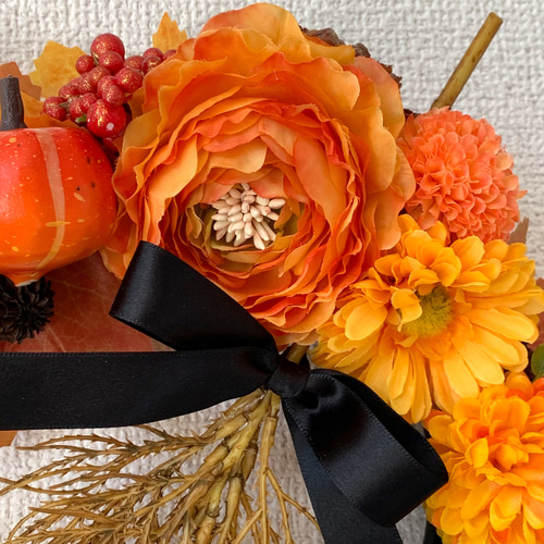 毎年飾れる！シックな秋の実りリース ハロウィン（キットもあり  