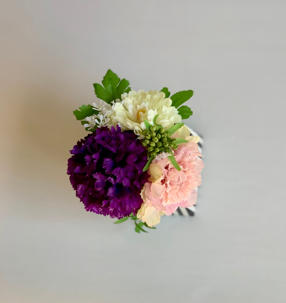 母の日　エレガント　むらさき　ピンク　カーネーション　オシャレ　かわいい　花　フラワー　飾り　インテリア　パーブル　紫 4枚目の画像