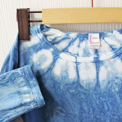 藍染め長袖　綿Tシャツ（ANT-17） 4枚目の画像