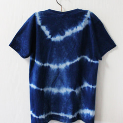 藍染め半袖　綿Tシャツ ユニセックス　L（AHT-5） 2枚目の画像
