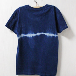 藍染め半袖　綿Tシャツ　M（AHT-10） 2枚目の画像