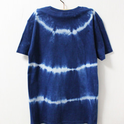 藍染め半袖　綿Tシャツ ユニセックス　L（AHT-12） 2枚目の画像