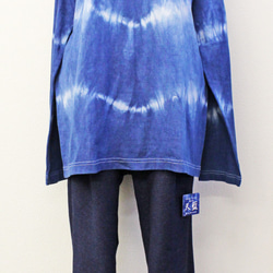 藍染め長袖　綿Tシャツ L ユニセックス メンズ（ANT-35） 3枚目の画像