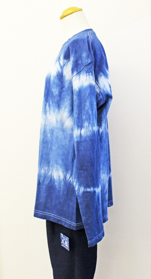 藍染め長袖　綿Tシャツ L ユニセックス メンズ（ANT-35） 5枚目の画像