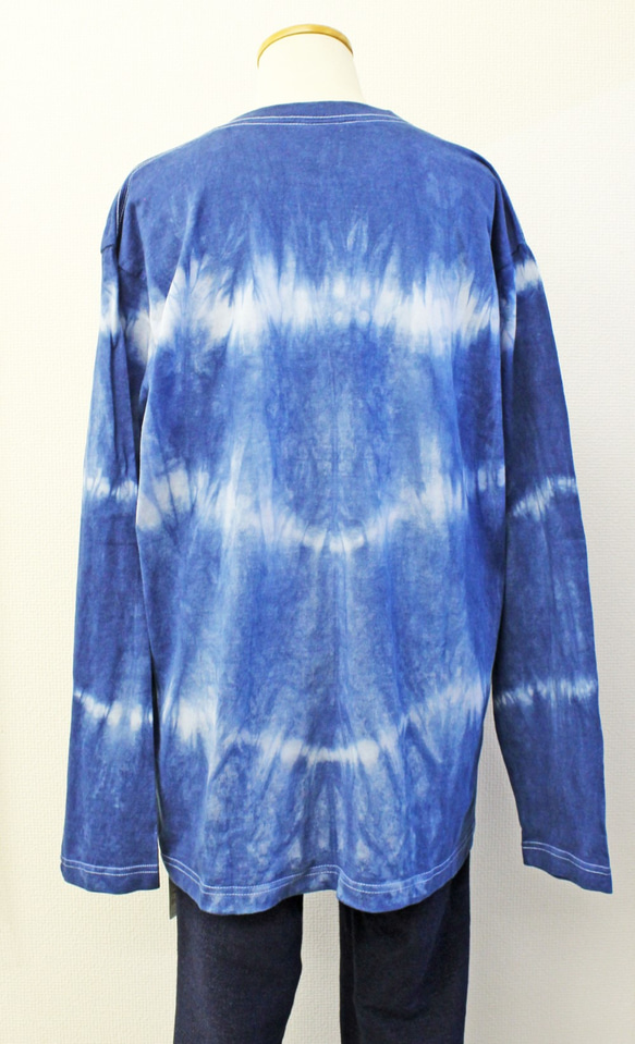 藍染め長袖　綿Tシャツ L ユニセックス メンズ（ANT-35） 6枚目の画像