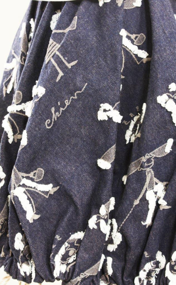 プードルちゃん刺繍のデニムバルーンスカート 5枚目の画像
