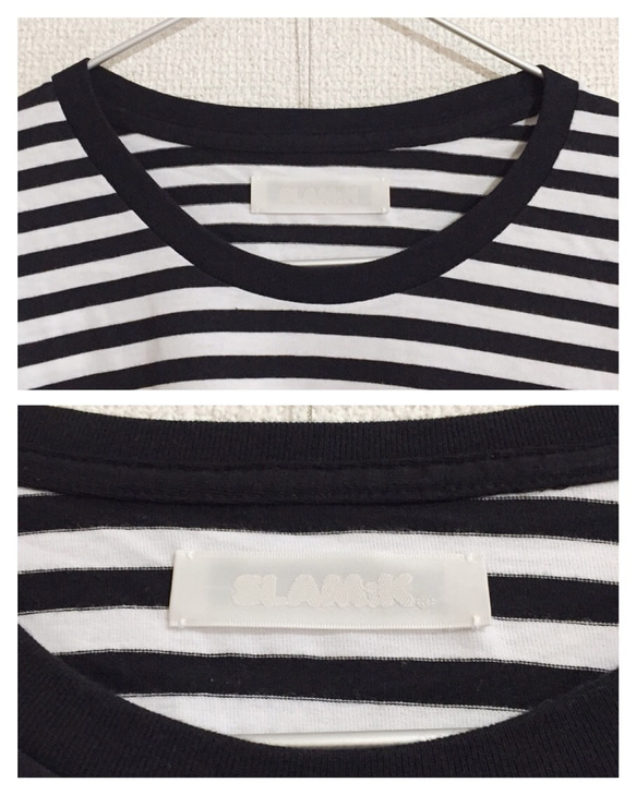 SKT-BD01 / WHITE X BLACK BODY ボーダーロングスリーブ Tシャツ 5枚目の画像