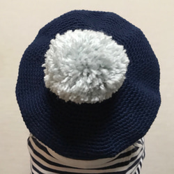 ボンボンベレー帽 コットン キッズ Sサイズ 3枚目の画像