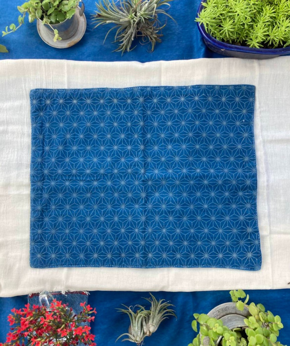 藍染  リーディングマット  Reading Mat ～ Indigo hemp 麻 3枚目の画像