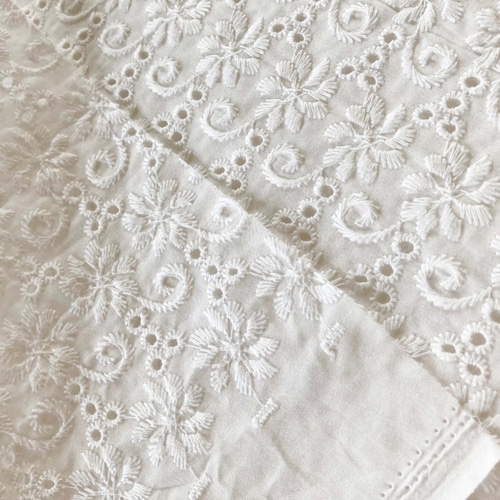 春夏に♪ 50cm〜 W巾 ＃5 フランス エンブロイダリーレース 刺繍