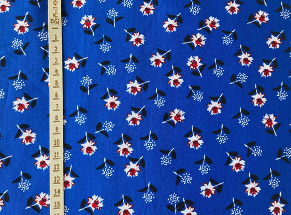 新入荷♪ 50cm〜 ワイド幅 フランス ブルーに白いお花 3枚目の画像