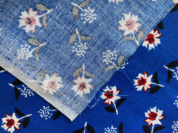 新入荷♪ 50cm〜 ワイド幅 フランス ブルーに白いお花 6枚目の画像