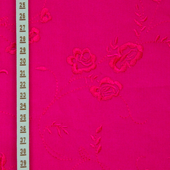 50cm〜 ダブル巾 フランス オーバーレースのコーデュロイ ピンク　 1枚目の画像