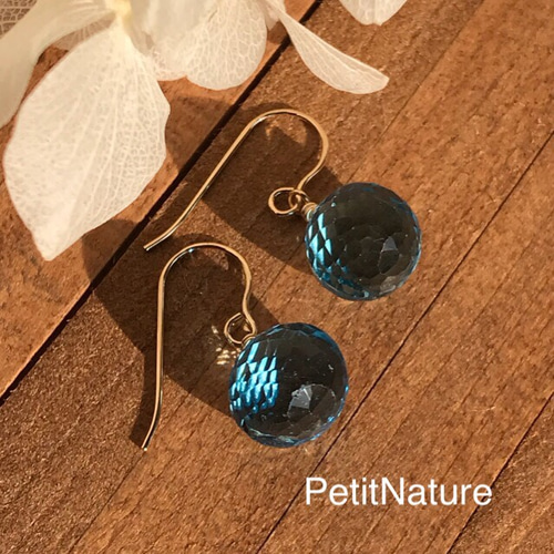 超高品質 スイスブルートパーズのオニオンピアス ピアス（フック