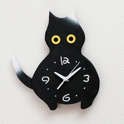 黒猫の掛け時計 1枚目の画像