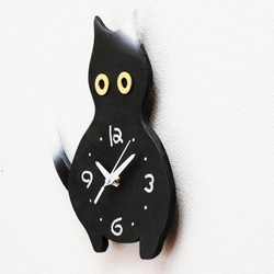 黒猫の掛け時計 3枚目の画像