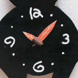 黒猫の掛時計 2枚目の画像