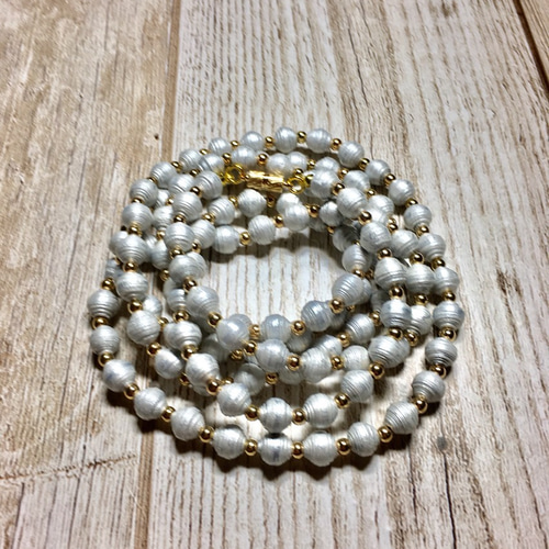 送料無料》紙からの贈り物『ペーパーパールネックレス