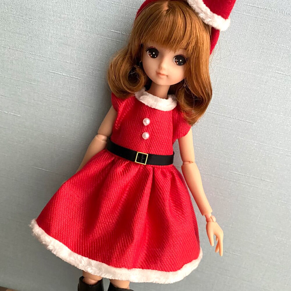 クリスマス　リカちゃん　サンタワンピ&サンタ帽子カチューシャ 2枚目の画像