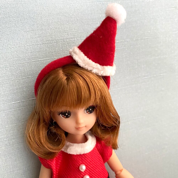 クリスマス　リカちゃん　サンタワンピ&サンタ帽子カチューシャ 3枚目の画像