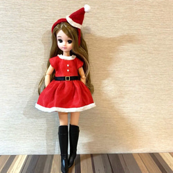 クリスマス　リカちゃん　サンタワンピ&サンタ帽子カチューシャ 5枚目の画像