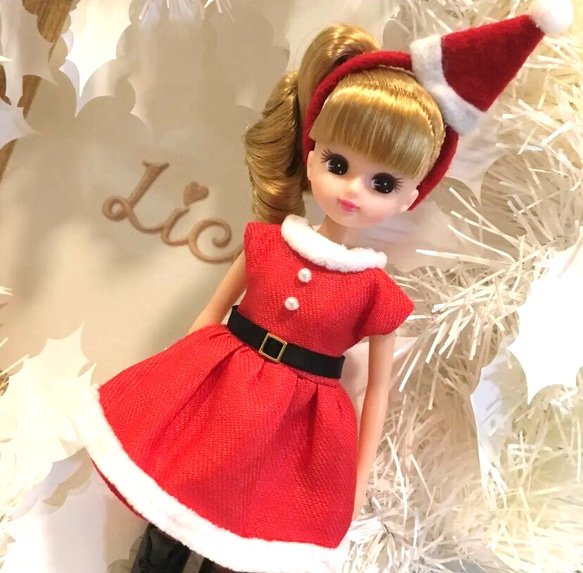 クリスマス　リカちゃん　サンタワンピ&サンタ帽子カチューシャ 8枚目の画像