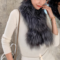 ¶ new antique fur ¶ シルバーフォックススリット入り編み込みマフラー 3枚目の画像