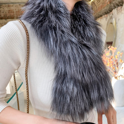 ¶ new antique fur ¶ シルバーフォックススリット入り編み込みマフラー 2枚目の画像