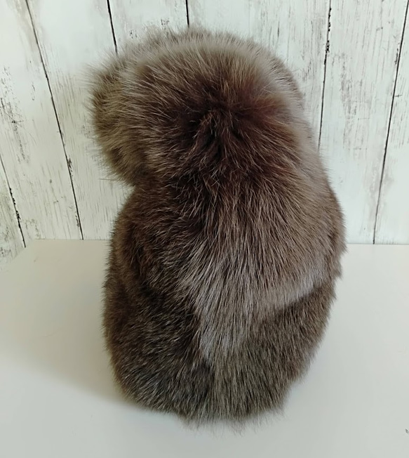 ¶ new antique fur ¶ ふわふわカーキフォックスワンハンドルバッグ 3枚目の画像