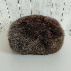 ¶ new antique fur ¶ ふわふわカーキフォックスワンハンドルバッグ 4枚目の画像