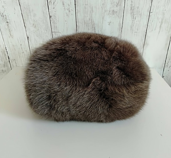 ¶ new antique fur ¶ ふわふわカーキフォックスワンハンドルバッグ 4枚目の画像