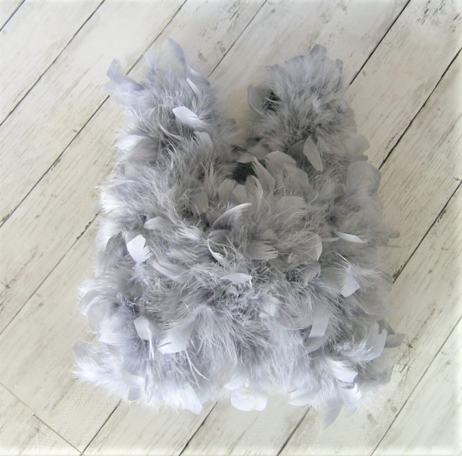 ¶ new antique ¶ ブルーグレーオーストリッチフェザーマルシェバッグ