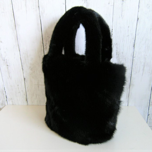new antique fur ¶ 受注制作◇ブラックミンクファー楕円底トートバッグ 