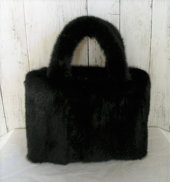 ¶ new antique fur ¶ ★受注生産★ブラックミンクファー長方形底トートバッグ